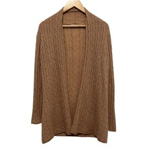 ALASHAN CASHMERE Breezy Cable Knit Open Cardigan 100% Cashmere Size Medium